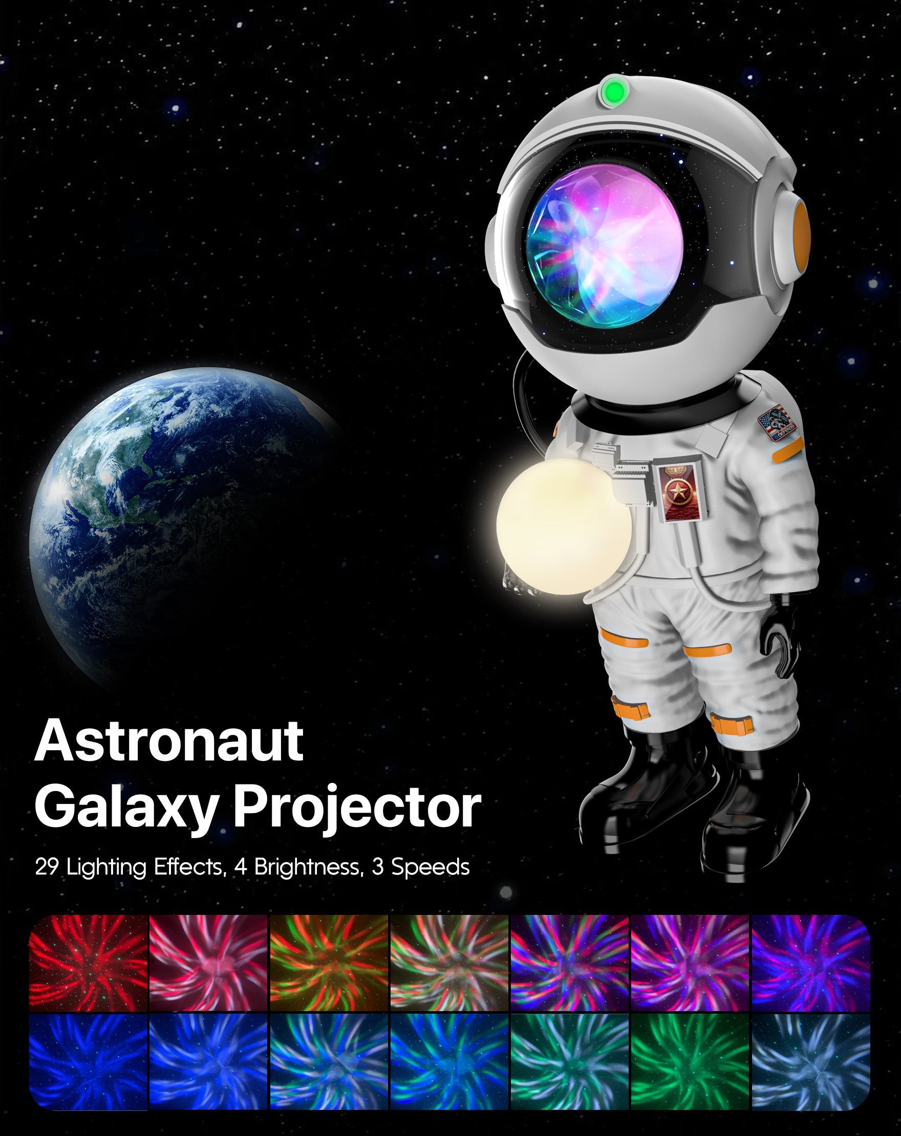 Projecteur Galaxie Astronaute — Veilleuse Étoilée LED